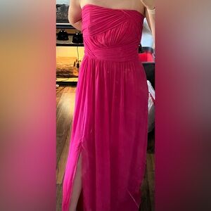 Strapless hot pink chiffon dress